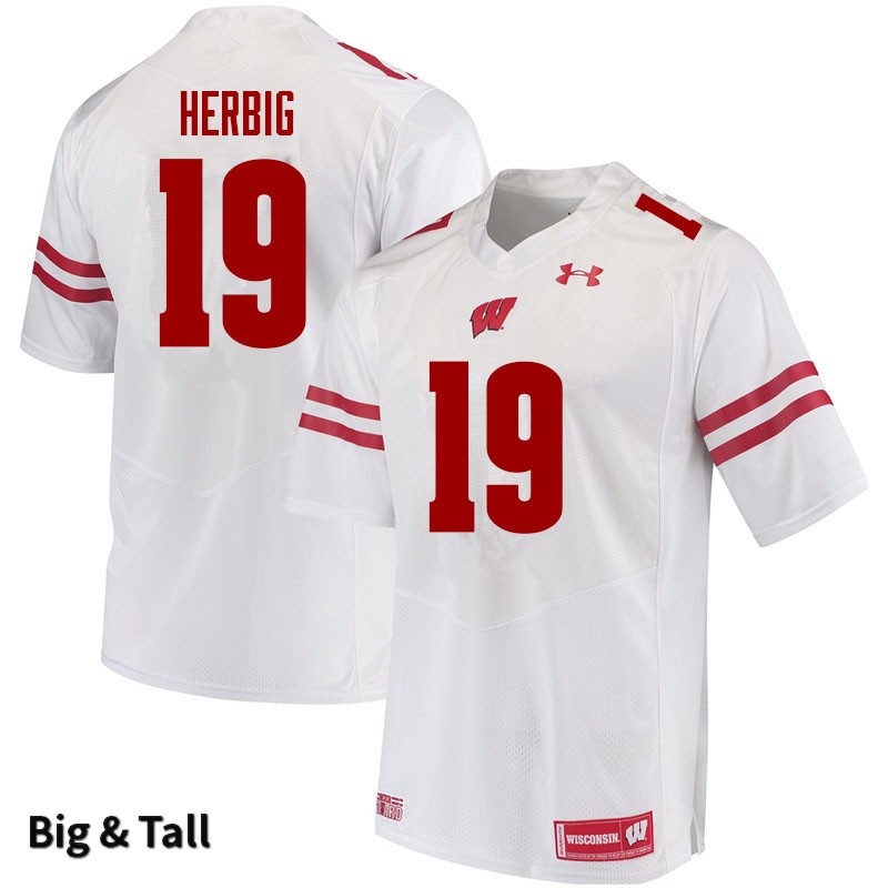 Wisconsin Badgers Men's #19 Nick Herbig NCAA Under Armour Authentic White Big & Tall College Stitched Football Jersey HS40Q37BV